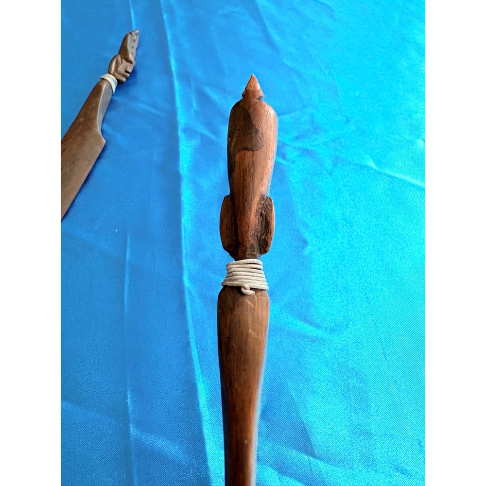 Vintage Hand Carved African Tribal Wood Letter Opener‎ Pair Set of 2 - Picture 11 of 16